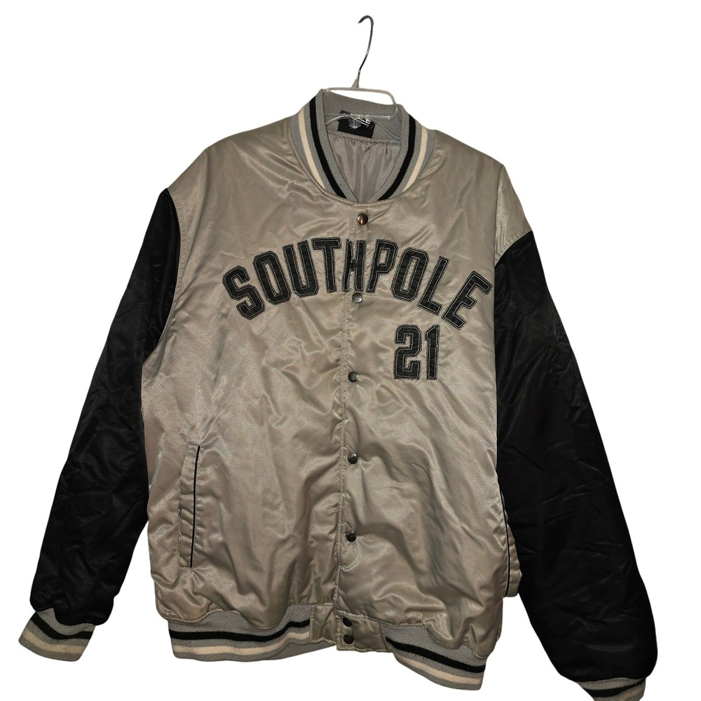 Southpole Authentic Collection Bomber Varsity Jacket - Y2K Vintage - Gray‎